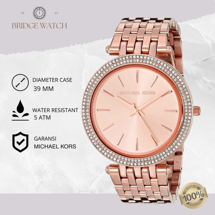 Jam Tangan Wanita Michael Kors MK3192 Darci Rosegold Stainless Steel Mewah Casual Original