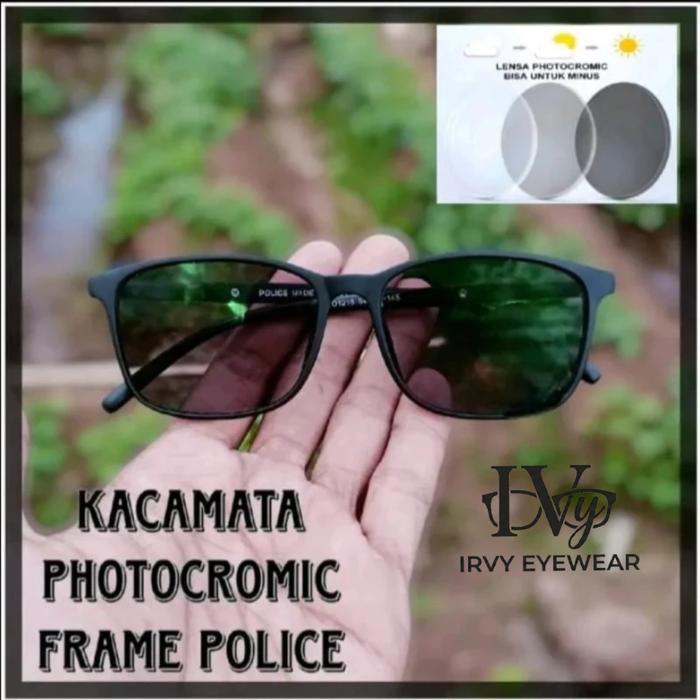 Kacamata Progresif Photocromic Blue cromic Anti Radiasi Frame Police