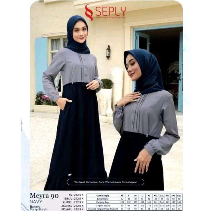 Seply Meyra 90 NAVY Dress Wanita Model Terbaru