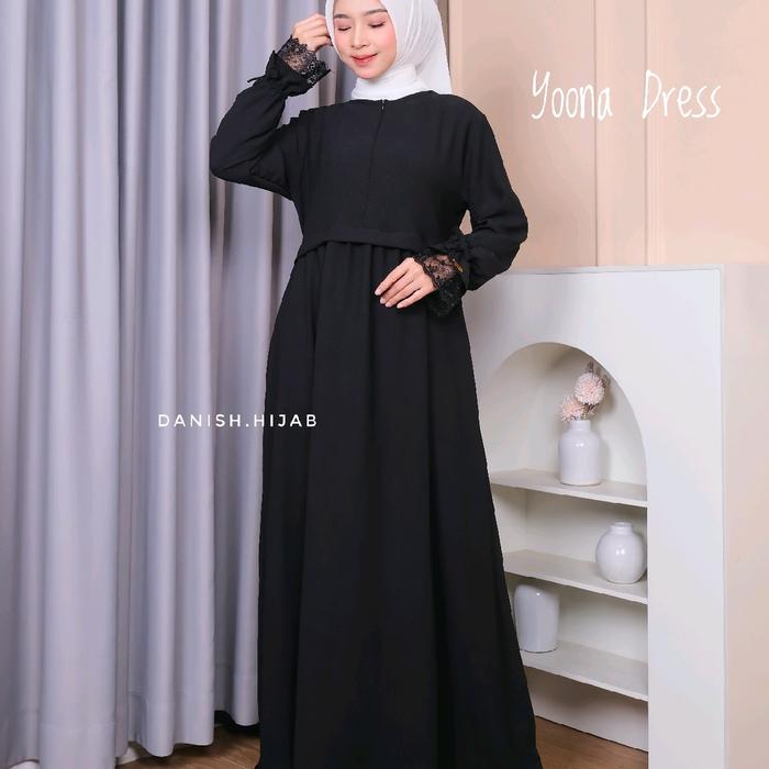 Danish hijab- Yoona Dress Gamis Basic Abaya Syar'i Airflow Crinkle