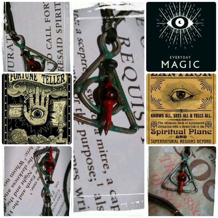 KalungĀ LiontinĀ Titanium VintageĀ EtnikĀ ILLuminatiĀ Piramida Ornament Batu GarnetĀ GhotikĀ ChokerĀ PunkĀ Ro