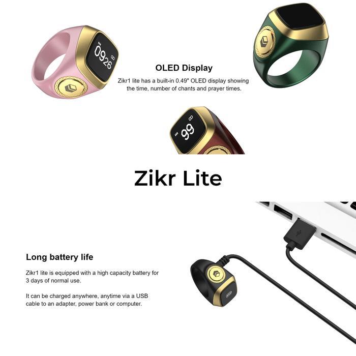 TERBAIK iQibla Zikr Ring Lite E01 Smart Tasbih Digital Hitung Zikir Harian Muslim Modern Baterai Tah