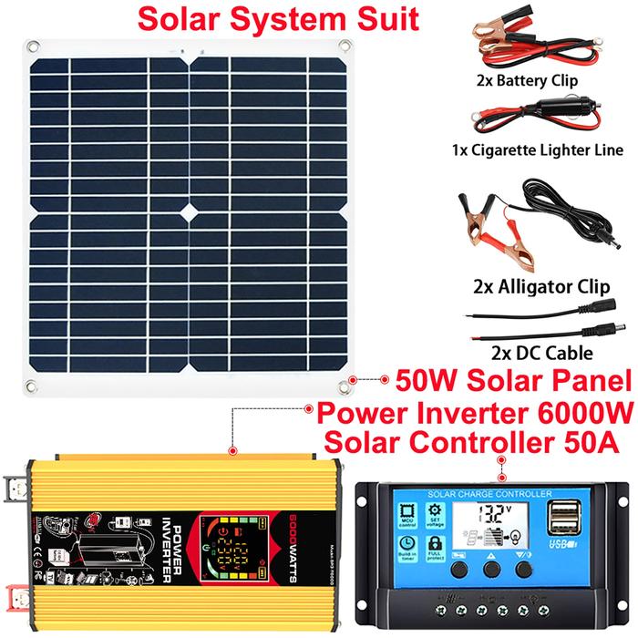6000W Complete Solar Panel Kit Solar Power Generator Home Solar Power