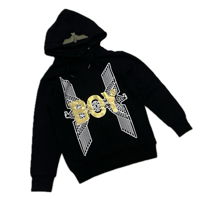 BOY London Double Eagle Gold Logo Hoodie Black Unisex Pria Wanita