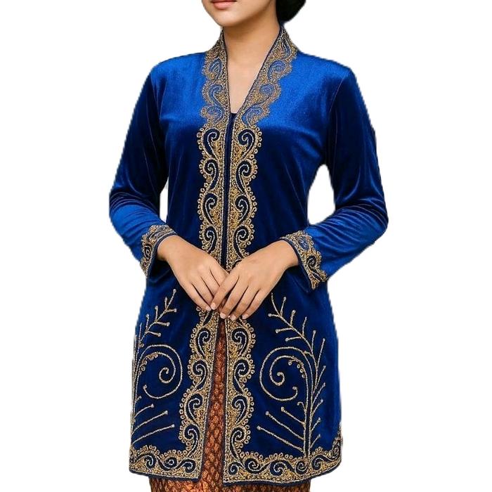 Baju Kebaya Ibu Bordir Full Stik Size S-3XL Model Kekinian 2025 Bahan Bludru Besan Pernikahan Panjan