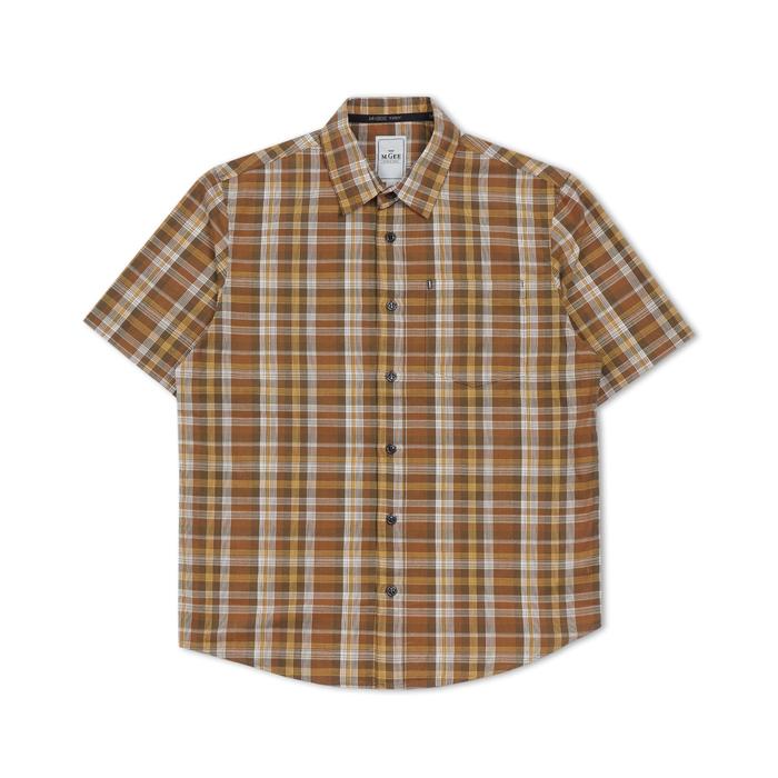 MGee Kemeja Pria Casual Lengan Pendek Shirt Reguler ALTO C126 Brown