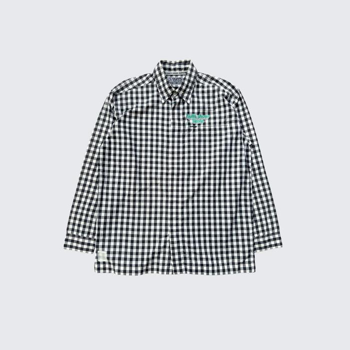 Black White Vintage Duffs Skateboards Check Plaid Zip Pocket Shirt - Unisex - M