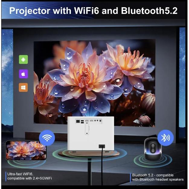SMARTCOM ~ Proyektor Android T8 Android 11 Smart Projector Mini 500ANSI WiFi 1080P 4K HD Home Theate