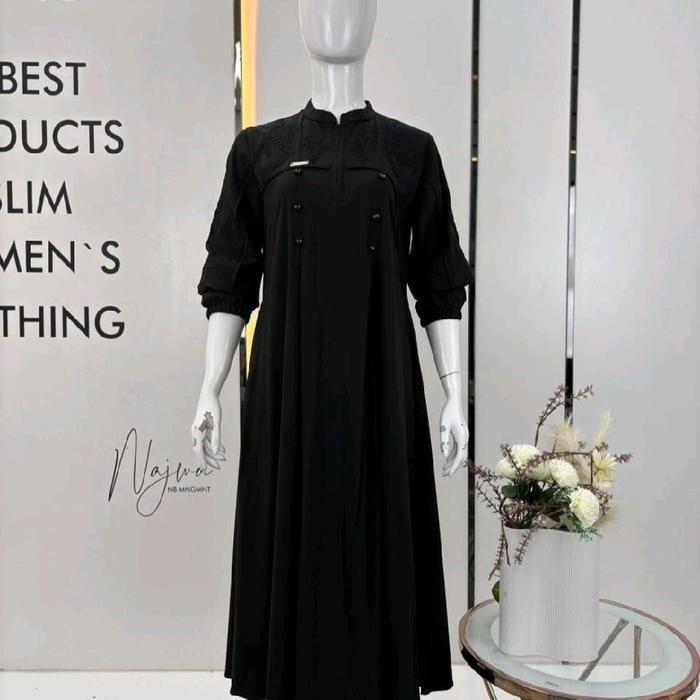 Gamis Najwa Hitam - Gaun Elegan untuk Wanita