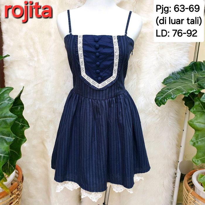 ROJITA Mini Dress Lace Navy Kawaii Cute
