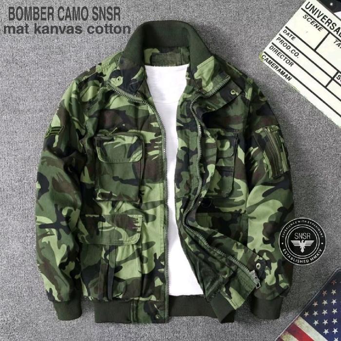 Jaket Bomber Camouflage Pria Wanita Unisex Jaket PDL Canvas Army Premium Distro