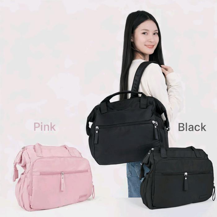 carry me Indi Diaper backpack tas ransel tas traveling untuk Wanita dan Pria warna Pink dan Black