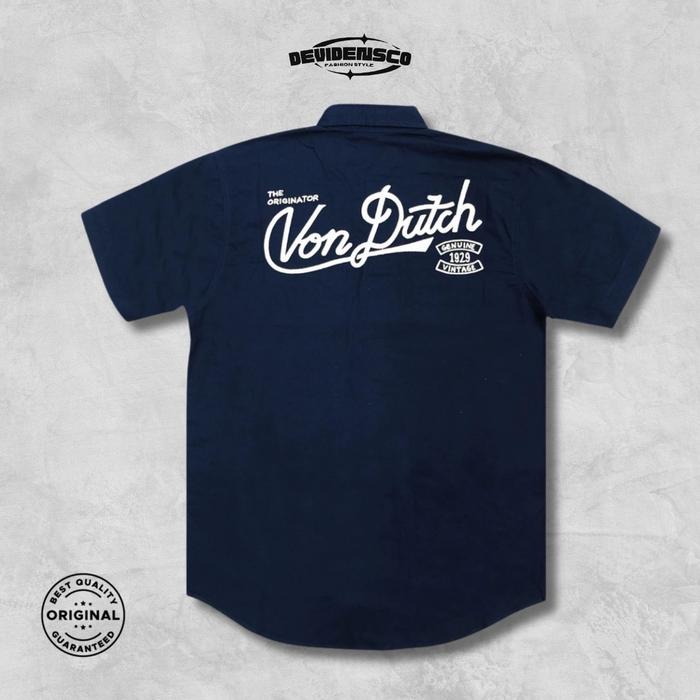 Kemeja Pria Workshirt Von Dutch Navy Motif 03 Original VW-17