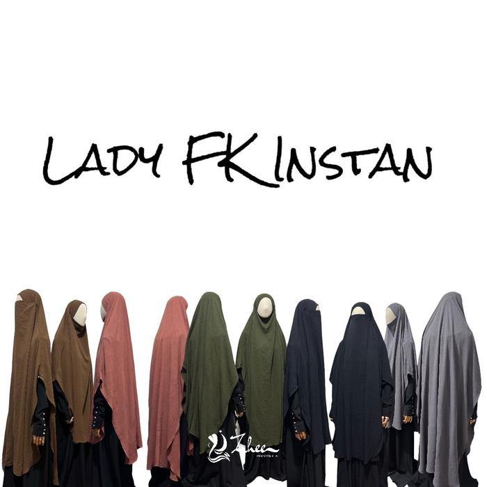 LADY LONG & MIDI FK Kerudung Instan Karet (French Khimar) + Free Cadar Tali By Ladyflow (Airflow Pre