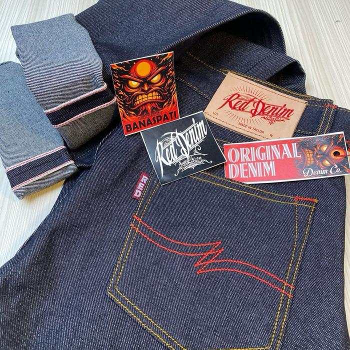 Celana Raw Denim 15 oz kaku raw denim fedding parah Sanforized