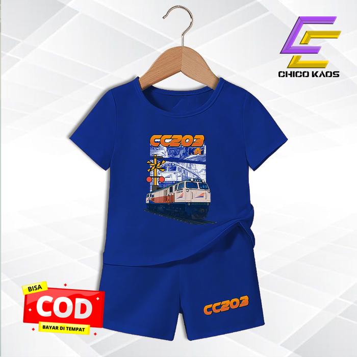 Baju Main Setelan Anak Laki Laki - Kaos Distr* Karakter Kereta Kai CC203