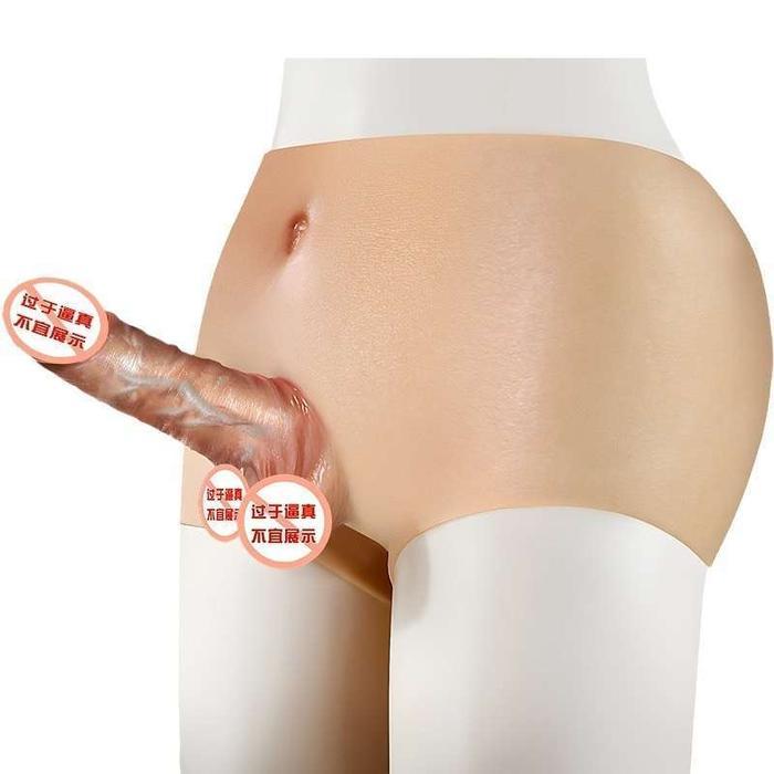 PRODUK BEST SELLER TERLARIS Wearable Pe nis Pubic Hair Pants Soft Silicone Realistic Solid Hollow El