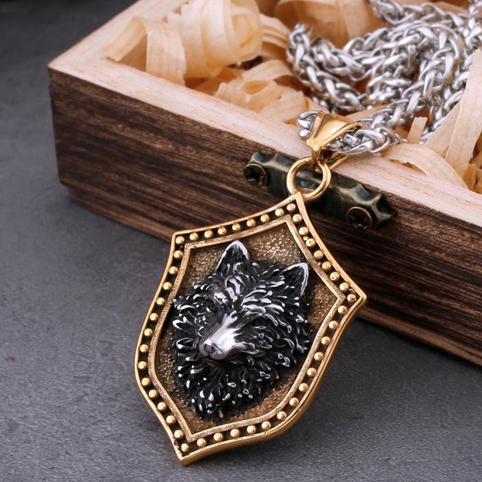 Fashion Vikings Wolf Head Amulet Necklace Men's Nordic Fox Animal Pendant Necklace Vintage Charm Sta
