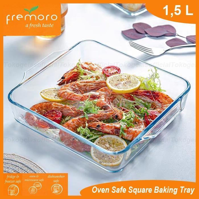 FREMORO Loyang Baking Square Kaca Oven 1,5 Liter - Baking Square Dish Bakeware - Loyang Sayur Lauk