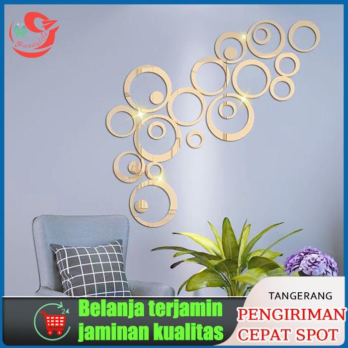 Stiker Kaca Stiker Dinding Unik Sticker Dinding Dekorasi Circle Round Mirror Acrylic 24 PCS