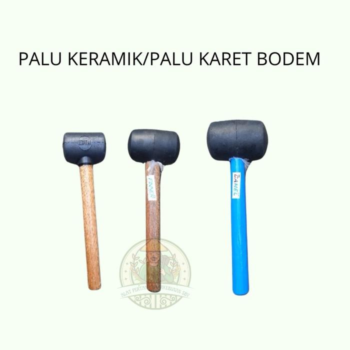Palu Keramik/Palu Bodem Karet Gagang Kayu