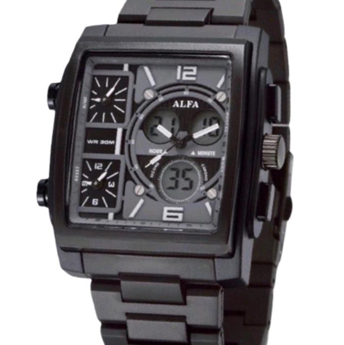 Jam Tangan Pria Alfa 0054 Original triple time Rantai stainless steel Water resistance