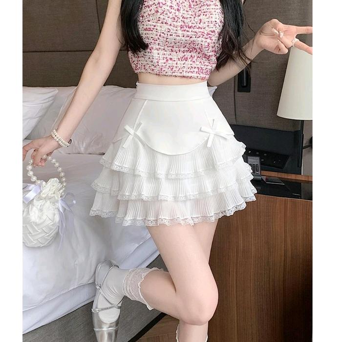 6550# Tata Pleated Mini Skirt Rok Mini Renda