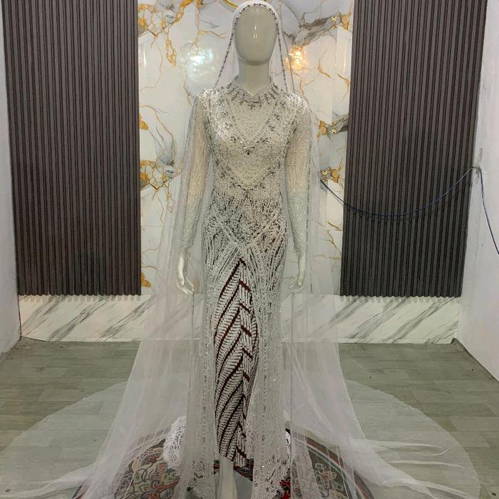 kebaya akad putih model hijab