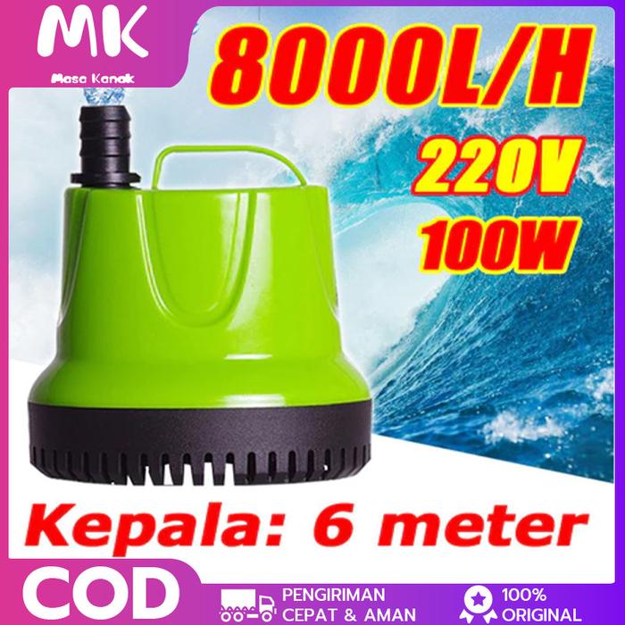 8000L/H Pompa Air 10 Tahun Tidak Buruk Pompa Air Celup Aquarium 25w 40w 80w 100w 125w Pompa Akuarium