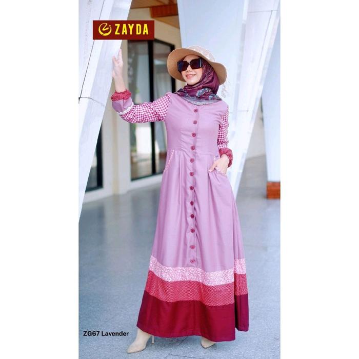 Gamis Zayda 67 lavender bahan katun toyobo untuk remaja dewasa dan  Wanita Muslim