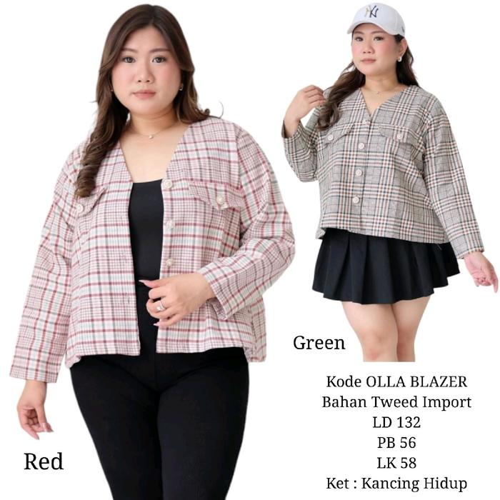 LOLLY BIGSIZE OLLA BLAZER ATASAN MOTIF KOTAK