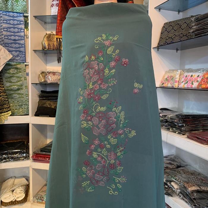 Bahan Baju Kurung Sulam Bayang Atasan Wanita