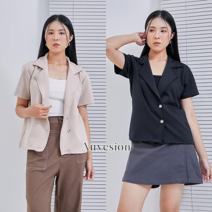 4957 Magie Short Sleeves Scuba Blazer | Blazer Lengan Pendek Wanita | Blazer Kerja | Academia Outfit
