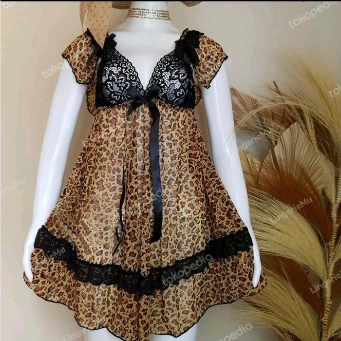 BAJU TIDUR JUMBO LINGERIE ALL SIZE SEXY MOTIF MACAN LEOPARD