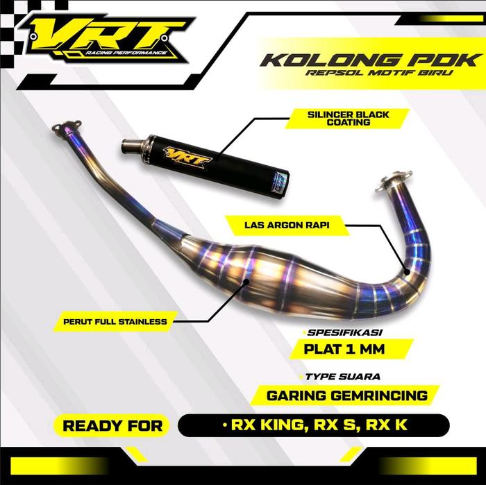 Knalpot RX King VRT kolong PDK Repsol Silincer Hitam Choting Original Produk VRT RACING PERFORMANCE
