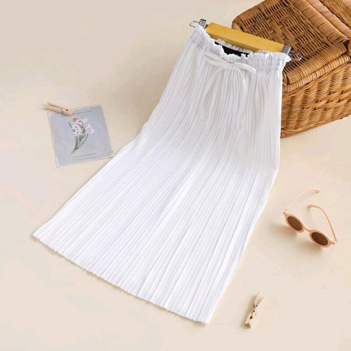 serian warna putih rok dan kulot plisket premium anak dewasa couple.