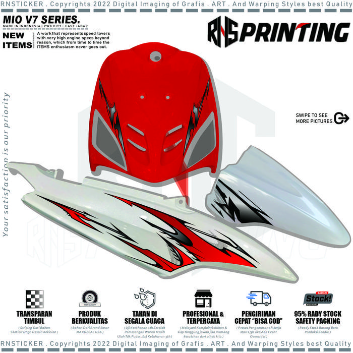 RNS Striping Transparan All Mio Smile Sporty Striping Transparan Mio Karbu Stiker Variasi Mio Lama