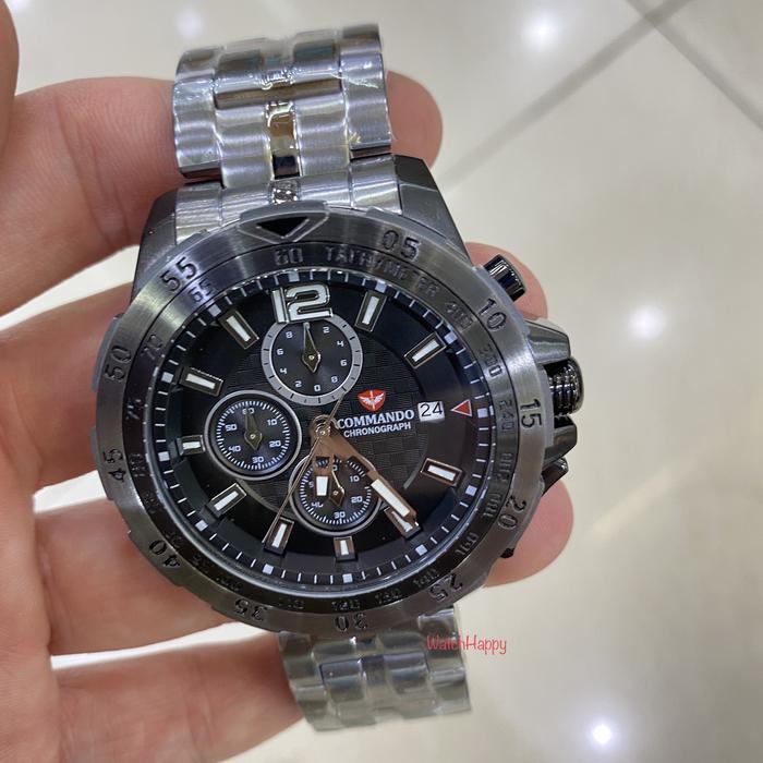 BERKUALITAS WatchHappy Commando 1268 C1268G C1268 Mens Chrono Stainless Gun Metal