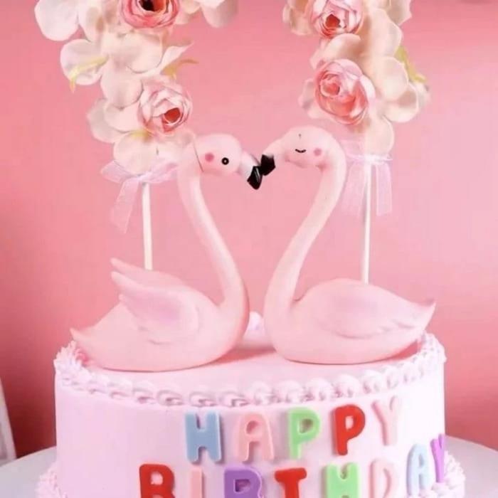 {BG} Pajangan Kue Flamingo Cake Topper Flamingo / Dekorasi Kue Ulang Tahun Flamingo Angsa Warna Pink