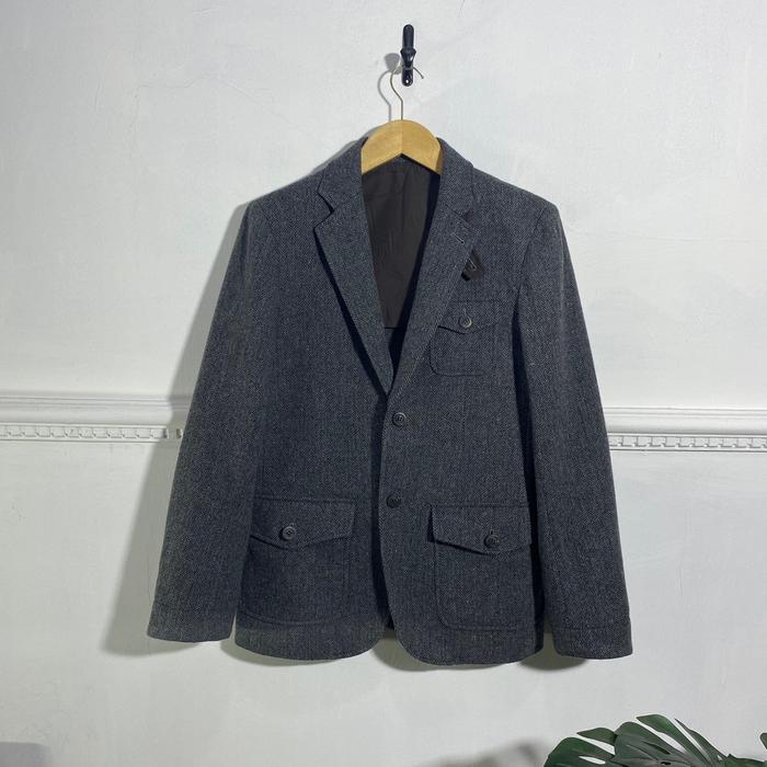 8SECOND JAS BLAZER VINTAGE ELBOW HEARING BONE HEAVY WOOL (P74 L50)