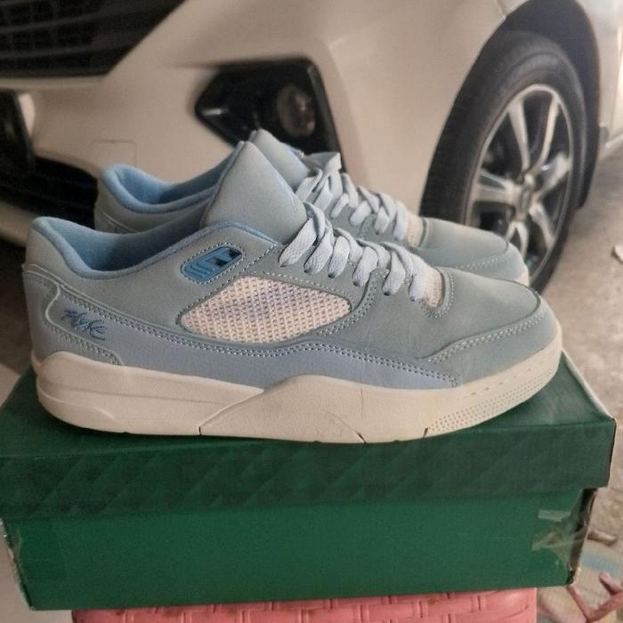 sepatu second branded nik€ air jordan flight court hydrogen blue size 42 no minus