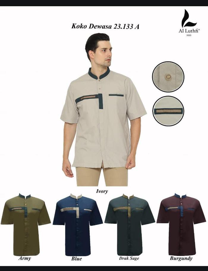 Al Luthfi - Baju Koko Kemko Kurta Lengan Pendek Dewasa Premium Murah Terlaris | AL-913A-SS