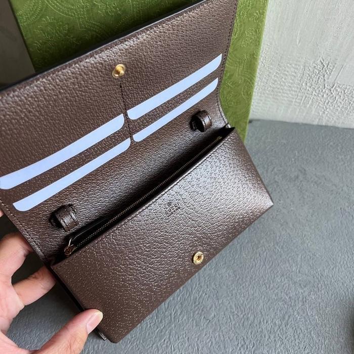 GUCCI OPHIDIA GG MINI WOC STRAP IN BEIGE/EBONY/BROWN