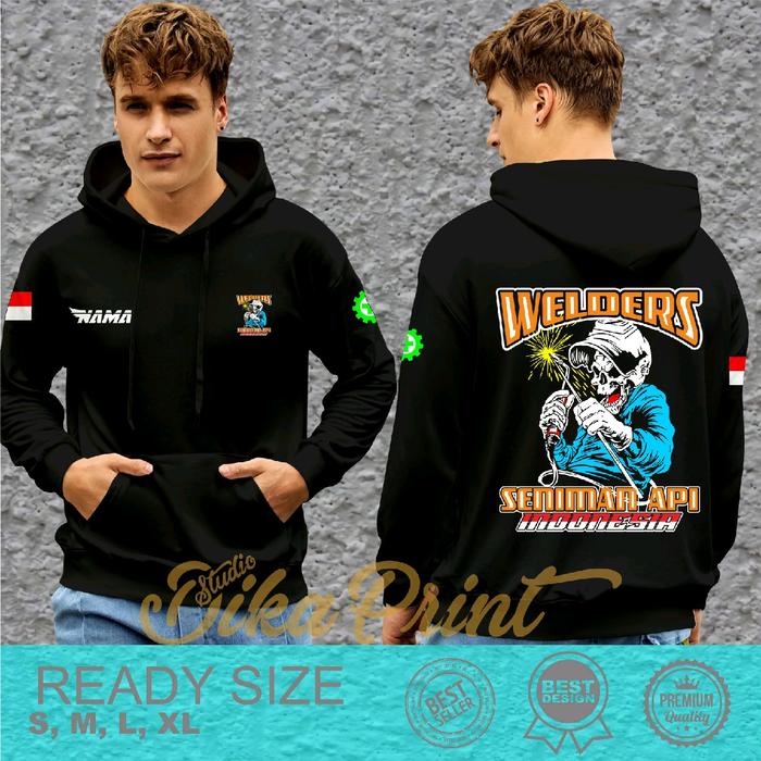 Jaket Hoodie Welder Seniman Api Indonesia untuk Pria dan Wanita Distro Bahan Nyaman - Cotton Fleece