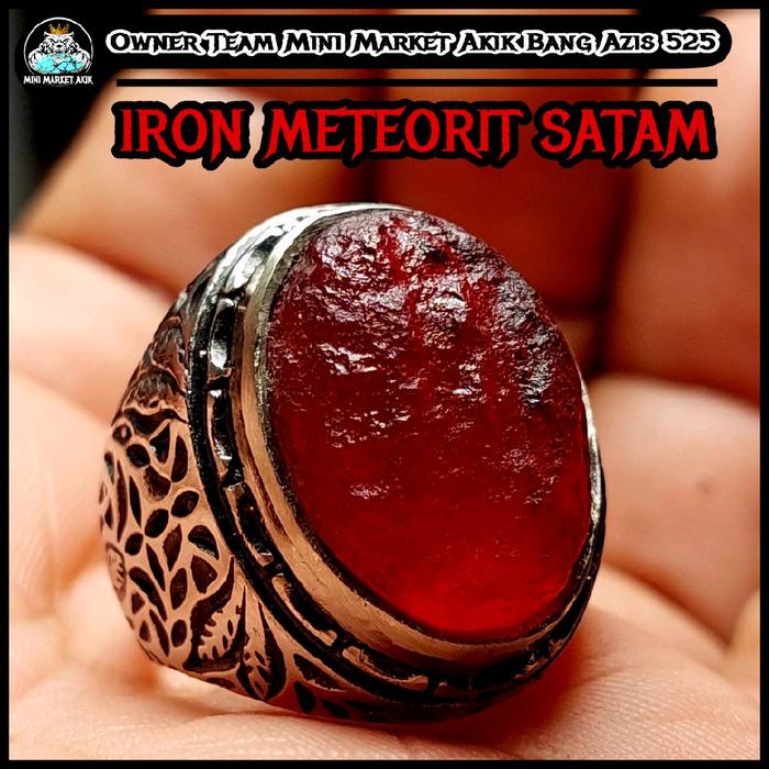 Cincin batu meteor merah / satam iron meteorit merah delima siam Ring Akik