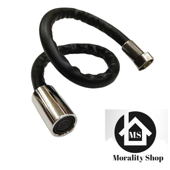 selang flexibel kran air 1/2 inch hitam / sambungan kepala kran air flexible putar 720 derajat MH