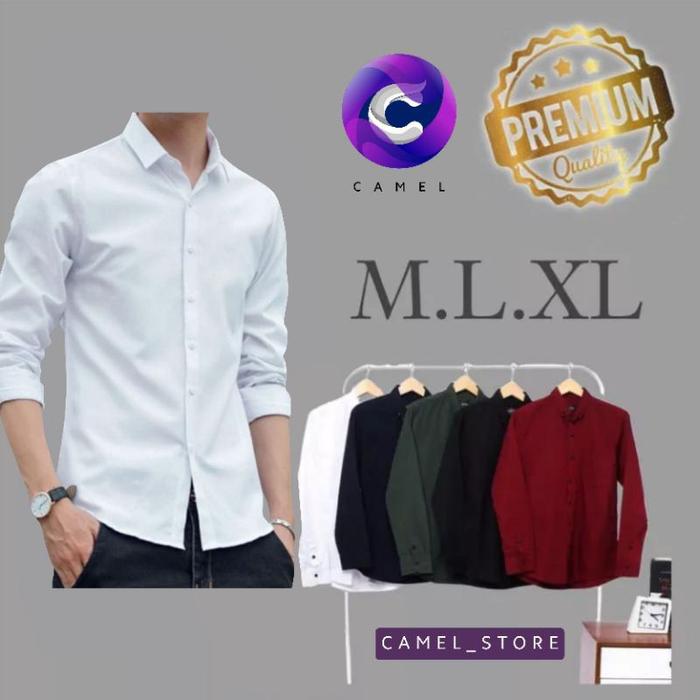 Baju Kemeja Hem Atasan Pria Polos Hitam Kasual Formal