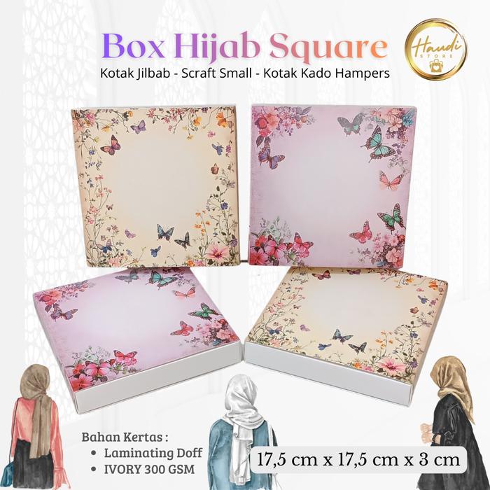 BOX SLIDING MOTIF SEGIEMPAT / SLIDING BOX / KEMASAN / GIFT / HAMPERS / HIJAB / PACKAGING