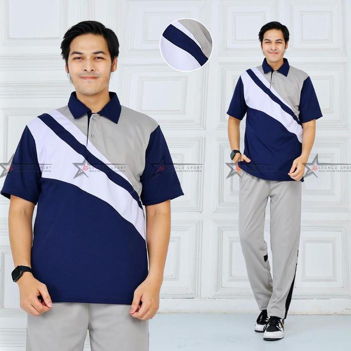Sport Baju Olahraga Pria Lengan Pendek Set Training Senam / Setelan Kaos Training Olahraga Senam