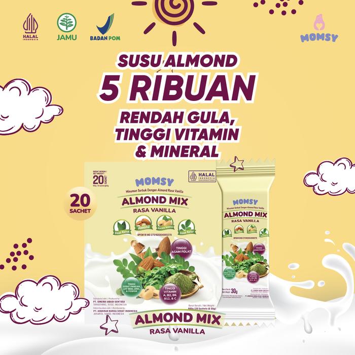 Momsy Almond Mix, Minuman Almond Rasa Vanila 20 sachet BPOM & HALAL
